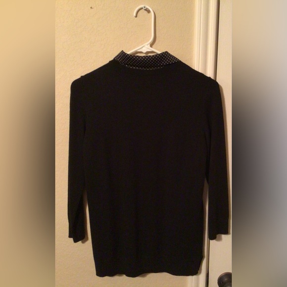 Ann Taylor Black Sweater with Polka Dot Collar - Picture 3 of 5